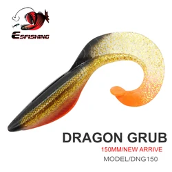 ESFISHING NEW 2023 Big Soft Baits Dragon Grub 150mm Silicone Single Tail Pike Pesca Isca Artificial Fishing Lures Tackle