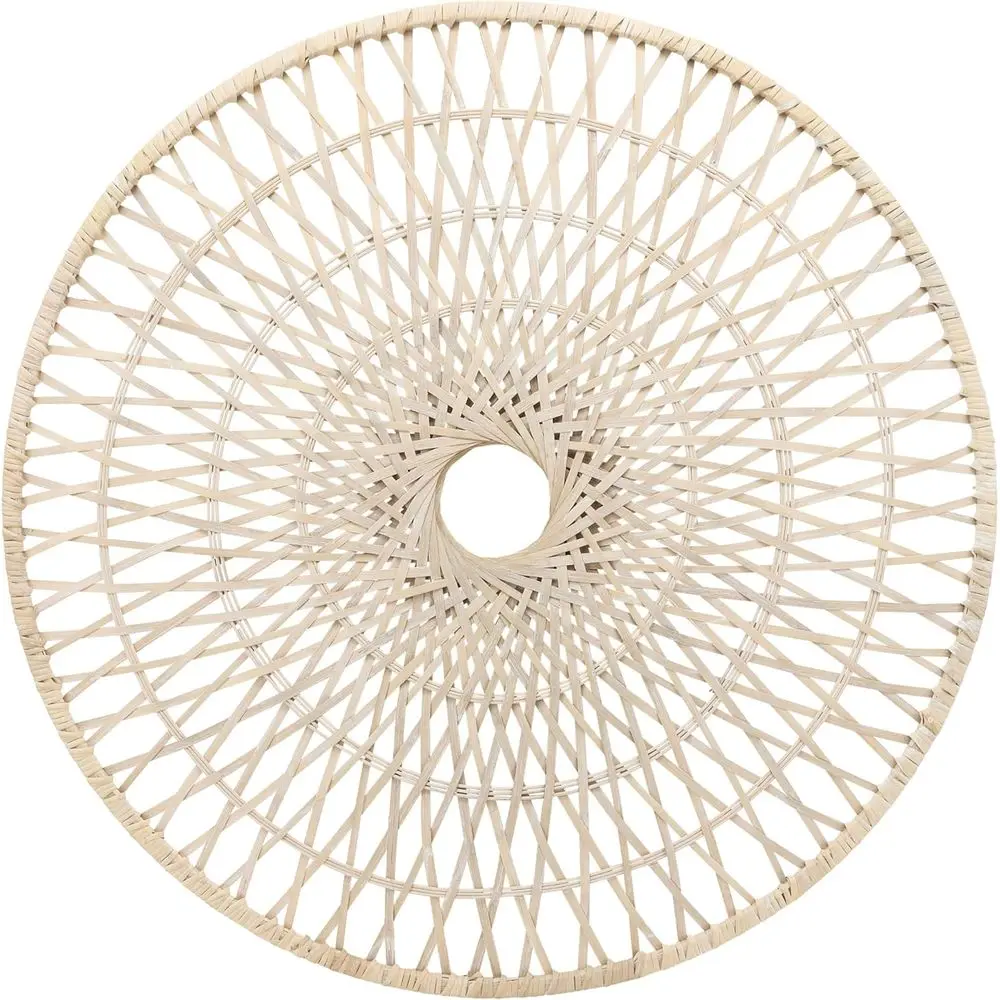 

Настенное панно из натурального бамбукового плетения - Ручная работа в богемном стиле для дома, спальни, гостиной, офиса - 36 белых элементов