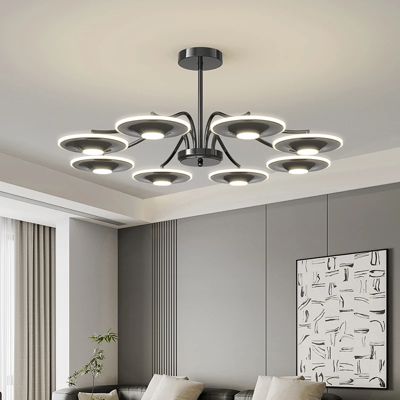 Multihead Metal Black Pendant Light Indoor Modern Chandelier Hanging Lamps For Bedroom Living Rooms Restaurant Designer Lighting