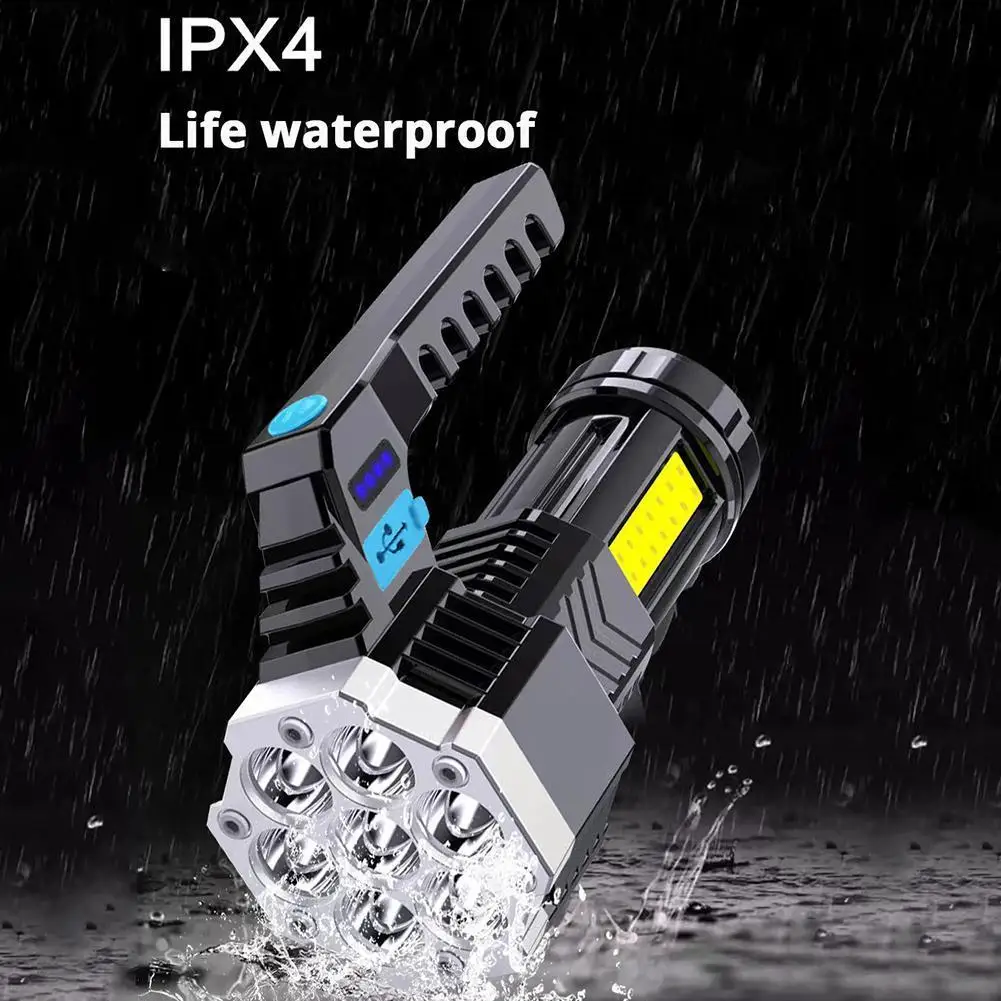 High Power LED Flashlights Camping Torch With 7 Lamp Beads And COB Side Light Rechargeable Outdoor Hiking Portable Hand Lantern