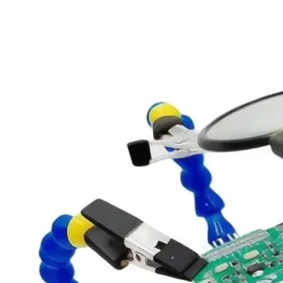 Flexible Helping Hand Magnifying Stand Kit For Detailed Soldering Tasks 4-5x HD Magnification Aluminum Alloy Base
