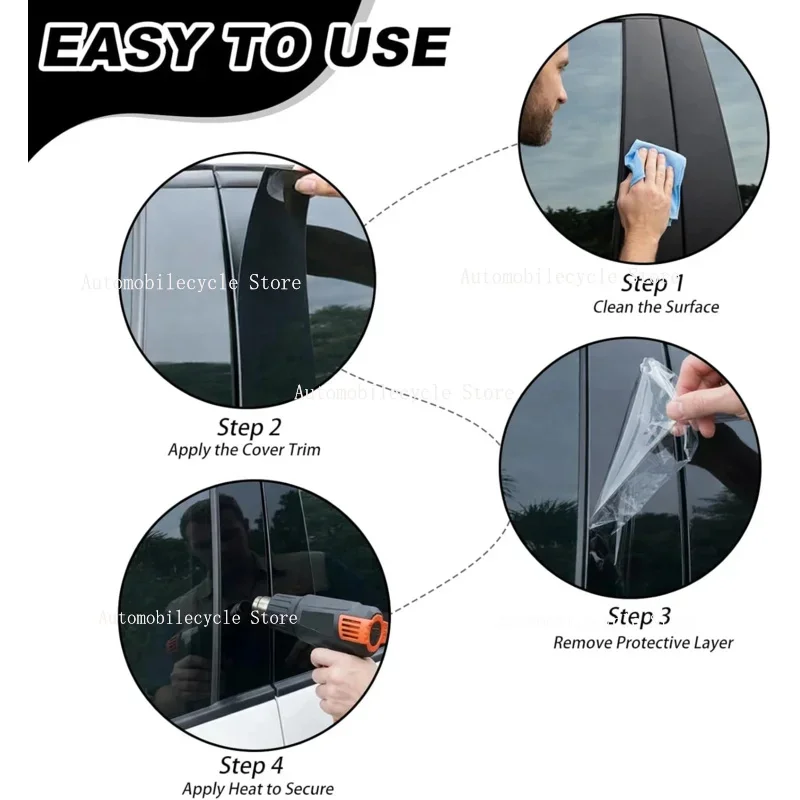 

6PCS Glossy Black Pillar Post Fit For Skoda Octavia A7 5E MK3 2014-2019 Window Door Cover Trim Decoration Stickers