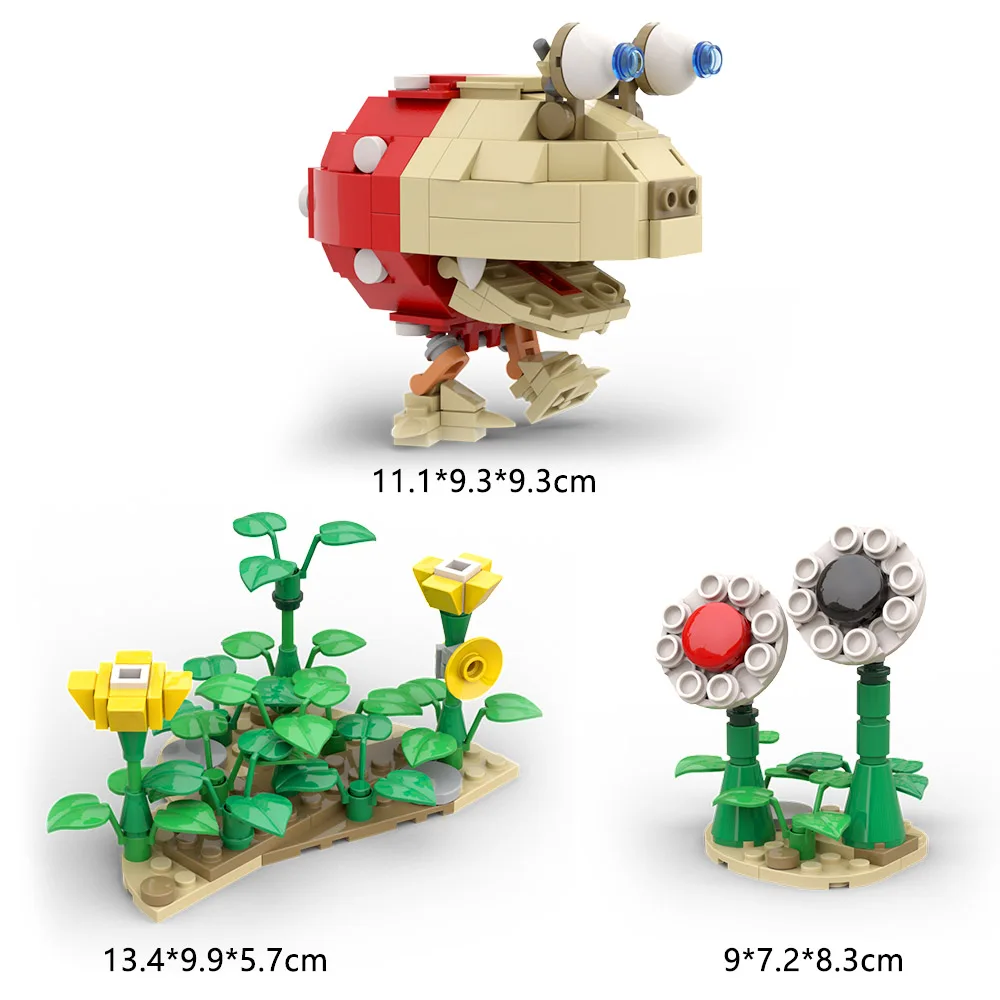 Anime Pikmin Red Spotty Bulborb Encountered Building Block Kit Olimar S.S. Dolphin Delivery Ship Rocket Brick Model Toy Gift