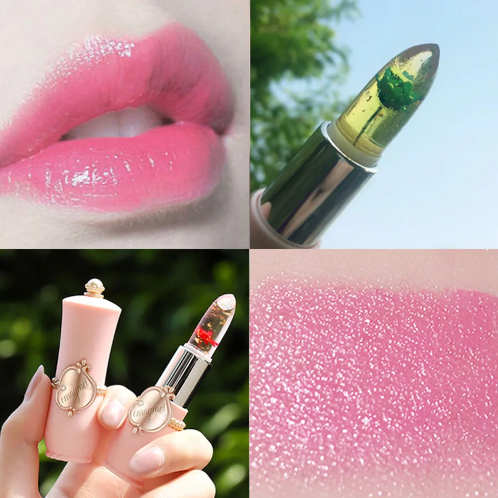 Beauty Jelly Dried Flower Color Changing Lipstick Transparent Flower Temperature Changing Lipstick Non-Stick Cup Lipstick