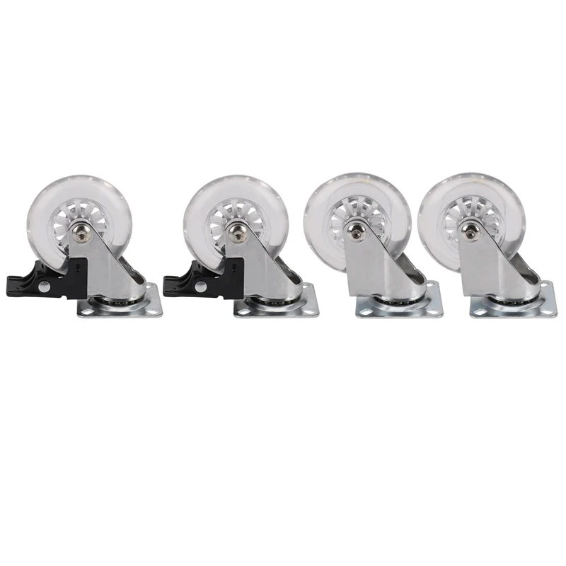 ABRE-4 X Heavy Duty 75Mm Swivel Castor Wheels Trolley Furniture Caster With Brakes - Load Capacity 100Kg Per Wheel (Set Of 2 X S