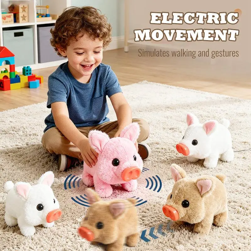 Cerdeles eléctricos simulados, juguete realista de peluche, puede caminar, corteza, juguetes electrónicos para mascotas, regalos bonitos para niños
