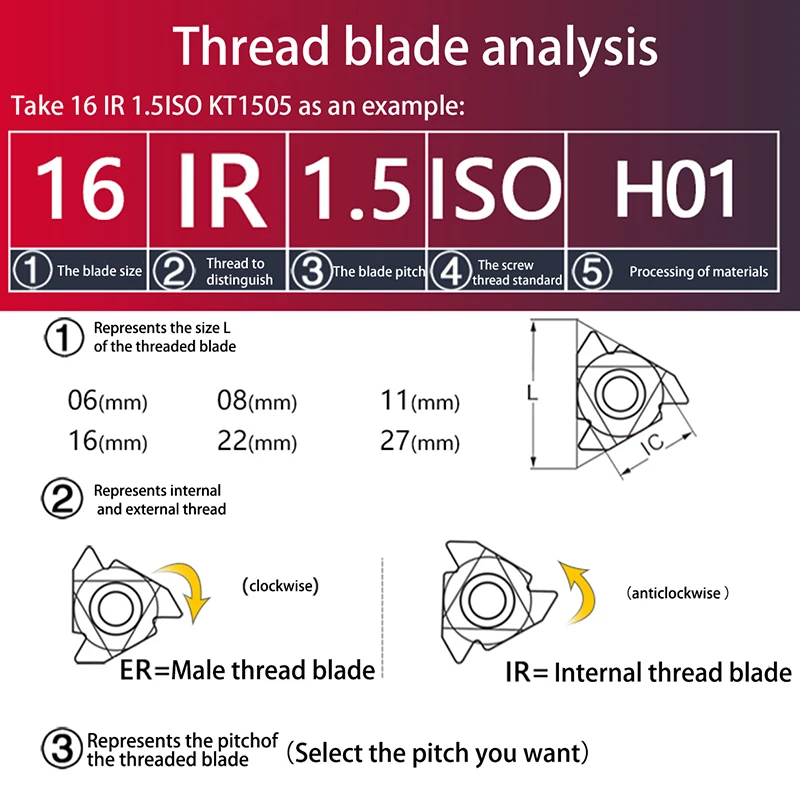 KaKarot MMT11ER MMT16 16ER A60 A55 ISO Carbide Thread Insert Thread Turning Tool Insert untuk SER CNC Lathe 11ER 16ER Aluminium