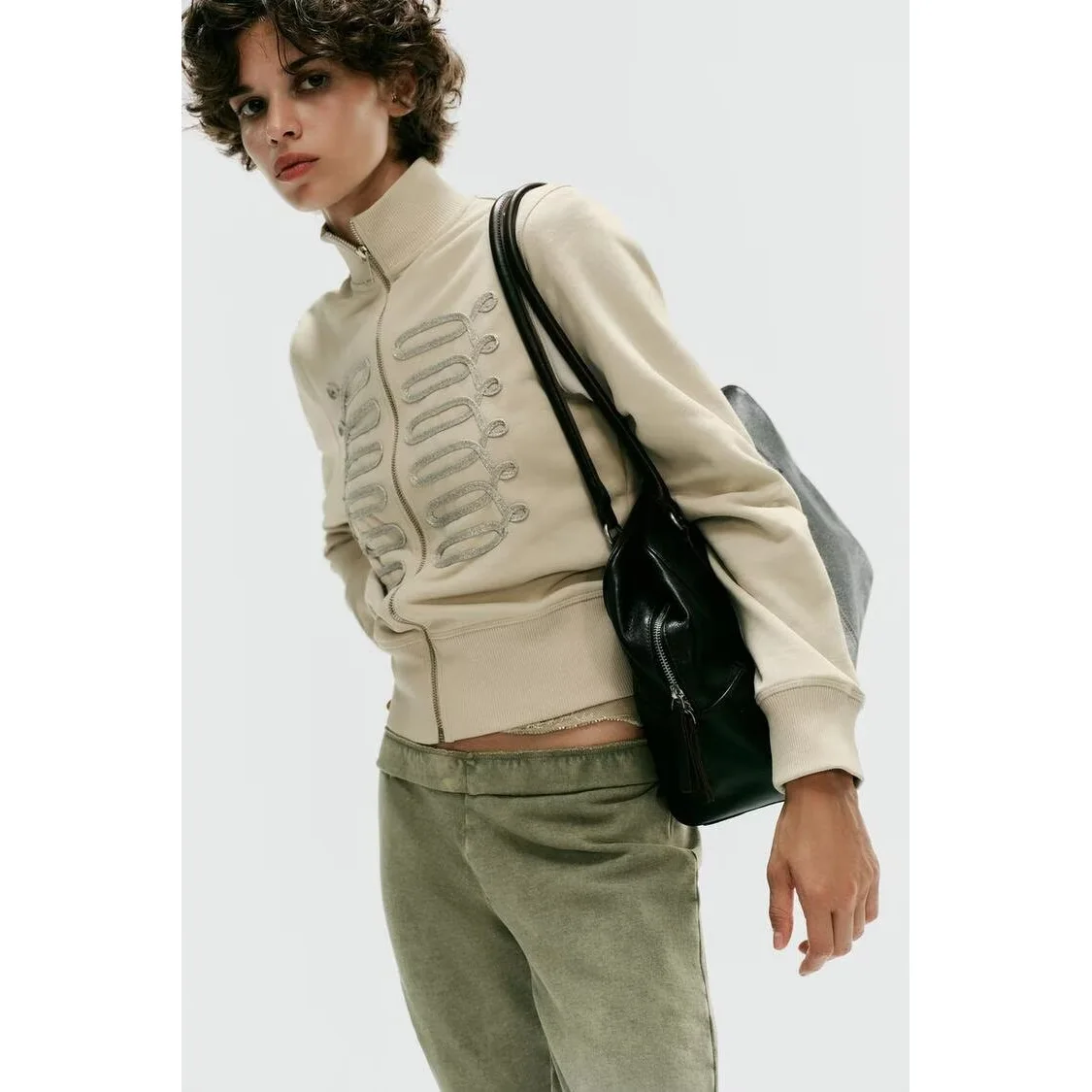 Casual Fashionable Women's Sweatshirt Rope Buckle Design Polyester Fiber Long Sleeve Short Coat Standard Fit Summer Season