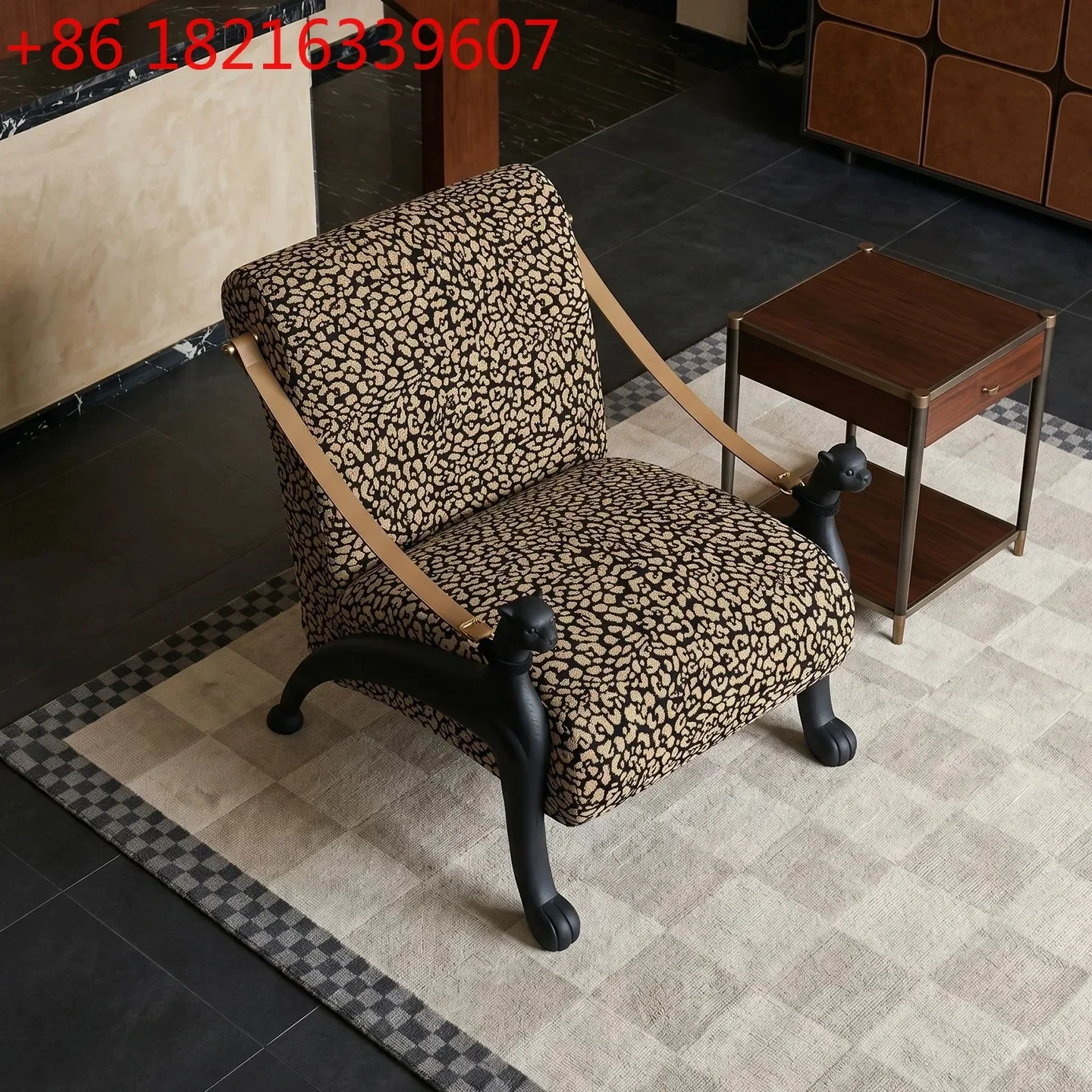 YAO medieval style personalized single solid wood leisure chair light luxury retro leopard print armchair