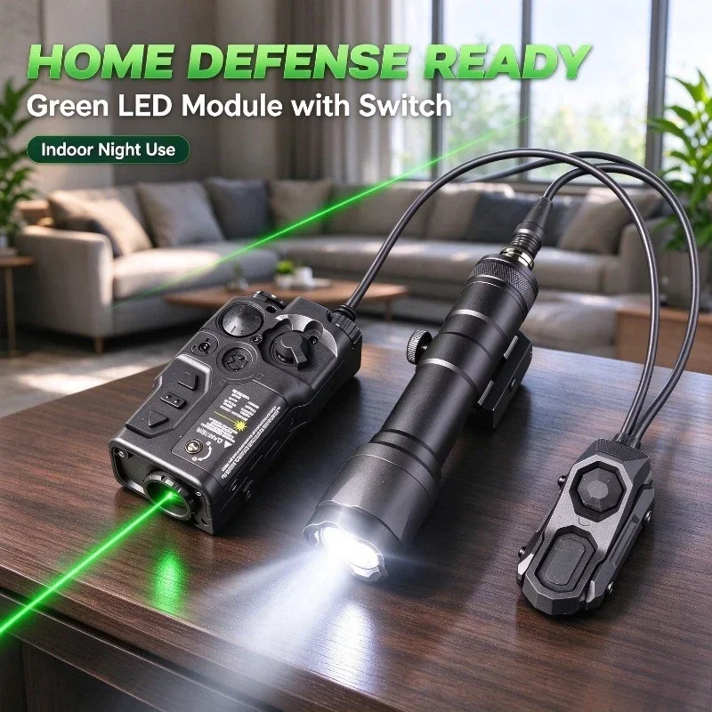 Green LED Scout Light Module With Pressure Switch, High Lumen Focus Beam, Adjustable Mount, Outdoor Night Game Gear