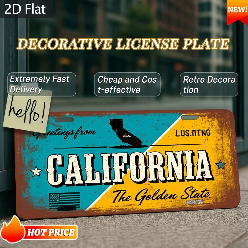 2D Flat - 1pc, 2D Flat, (12*6 Inches / 30*15 Cm), Retro Nostalgic Metal Decorative Plaque, Suitable for Living Room, Dining Room