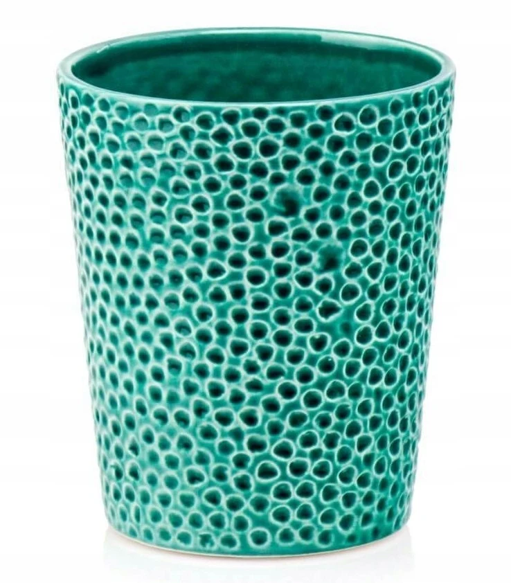 Keramische Bloempot Rond Gepregeerd Turquoise 13cm