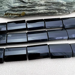 18x30MM 13PCS Large Faceted Rectangle Shape Natural Stone Black Obsidian Slice Focus Pendant Beads For DIY Jewelry Making