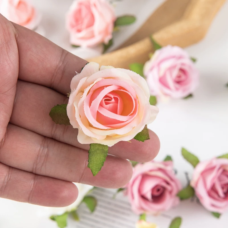 50/100 Stück Künstliche Blumen DIY Geschenkbox Kuchen Heimdekoration Weihnachtsdekoration Kränze Hochzeit Party Garten Rosen Bogen Seide – Detail 7