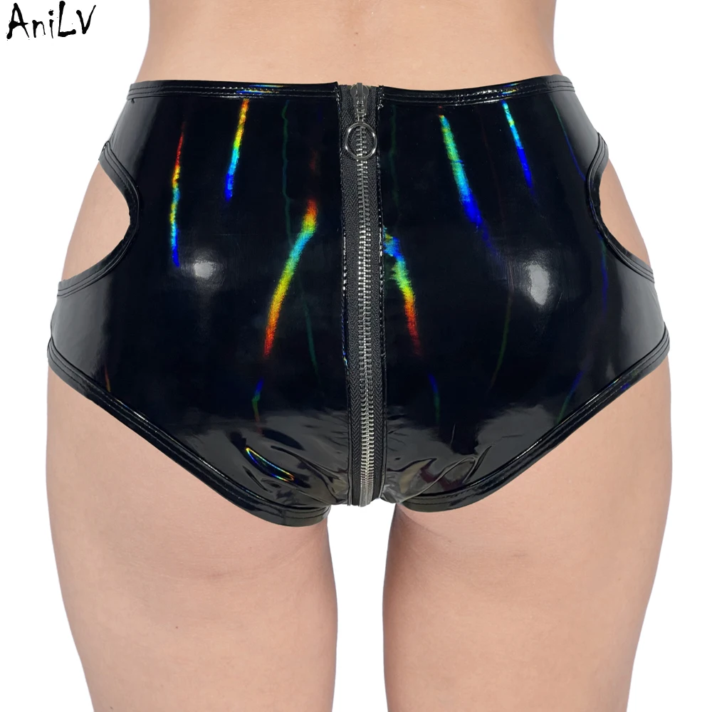 AniLV Anime Game Colorful Laser Shorts Pants Cosplay Punk Cyber City Bikini Costume