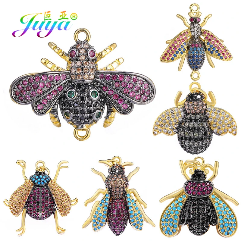 Juya Handicraft 18K Gold Plated Bee Butterfly Insect Bugs Charms For DIY Fashion Women Pendant Bracelet Necklace Earrings Making