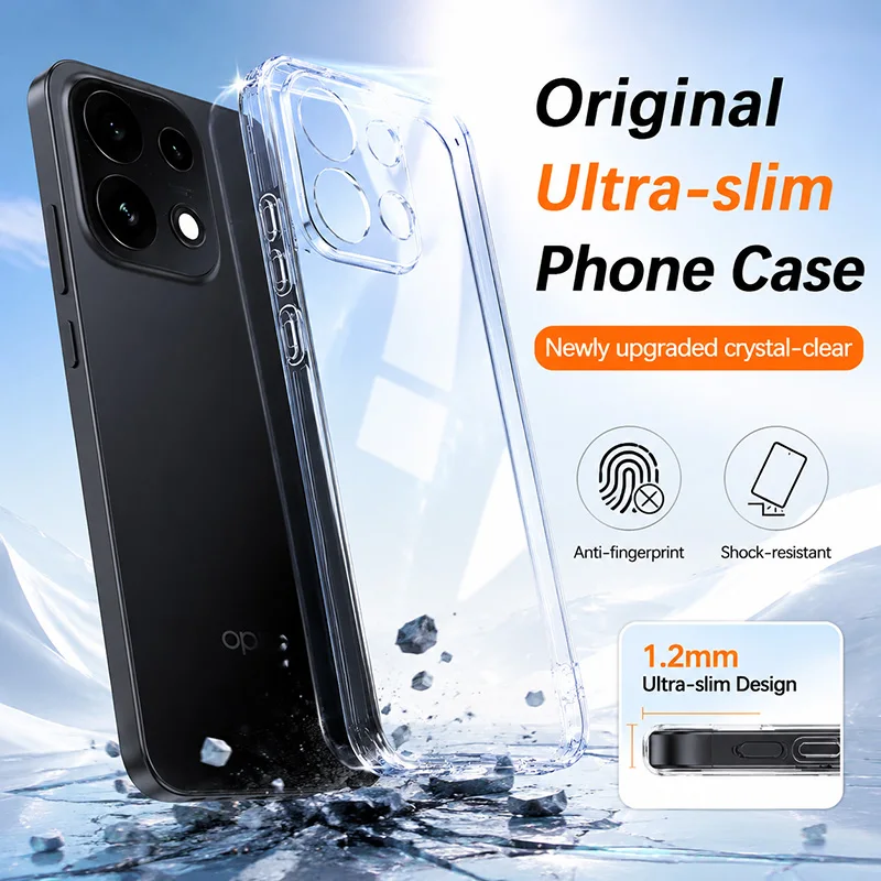Flexible Durable Phone Cases for OPPO Reno16 Reno 16 Pro F FS Reno16Pro Slim Clear TPU Cover Soft Transparent Shockproof Shield