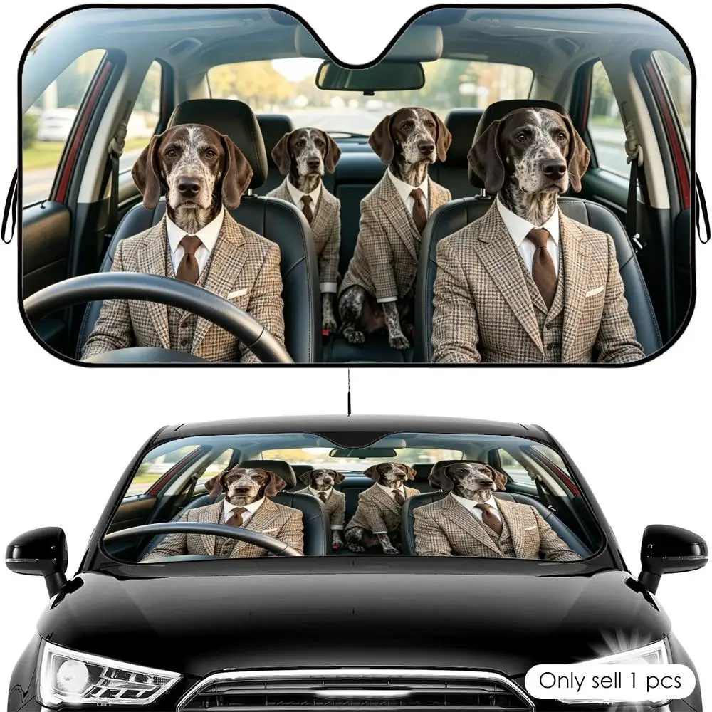 German Shorthaired Pointer Sun Visor Reusable Aluminum Foil Car Windshield Sun Visor UV Protector Heat Insulation Cover Shade
