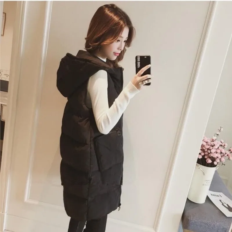 2025 Herfst Winter Nieuwe Capuchon vrouwen Halflange Capuchon Katoenen Vest Bovenkleding Losse Leisure Vrouwen Kleding