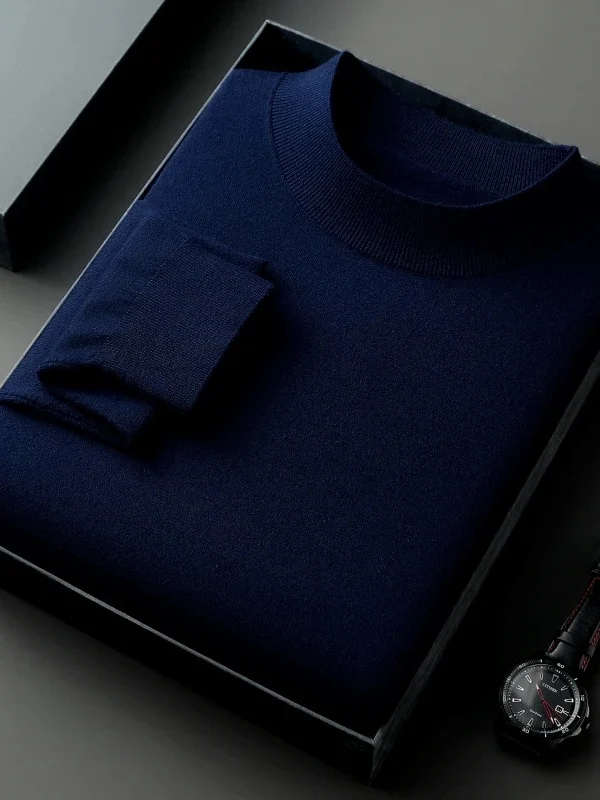 

Pierre Cardin Мужской вязаный шерстяной свитер Thiened Long Sve f Высокий воротник Зимний повседневный слэ Удобный крой Busin ...