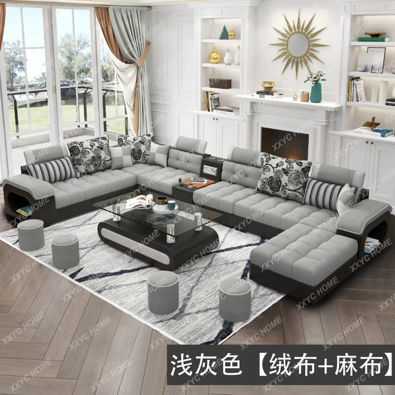 X-S Luxury Minimalist Sofa Multifonction Sectional Storage Massage Sofa Modern Living Room  HG