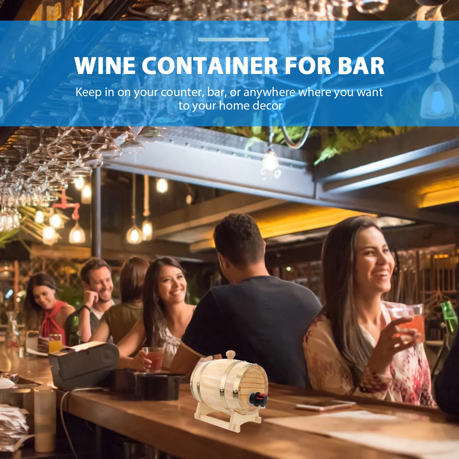 

1Pcs Wood Wine Barrel Set Beer Bucket Handcrafted Wooden Drink Barrel Bar Beer Cask Practical Wood Bucket Wine Container for Bar