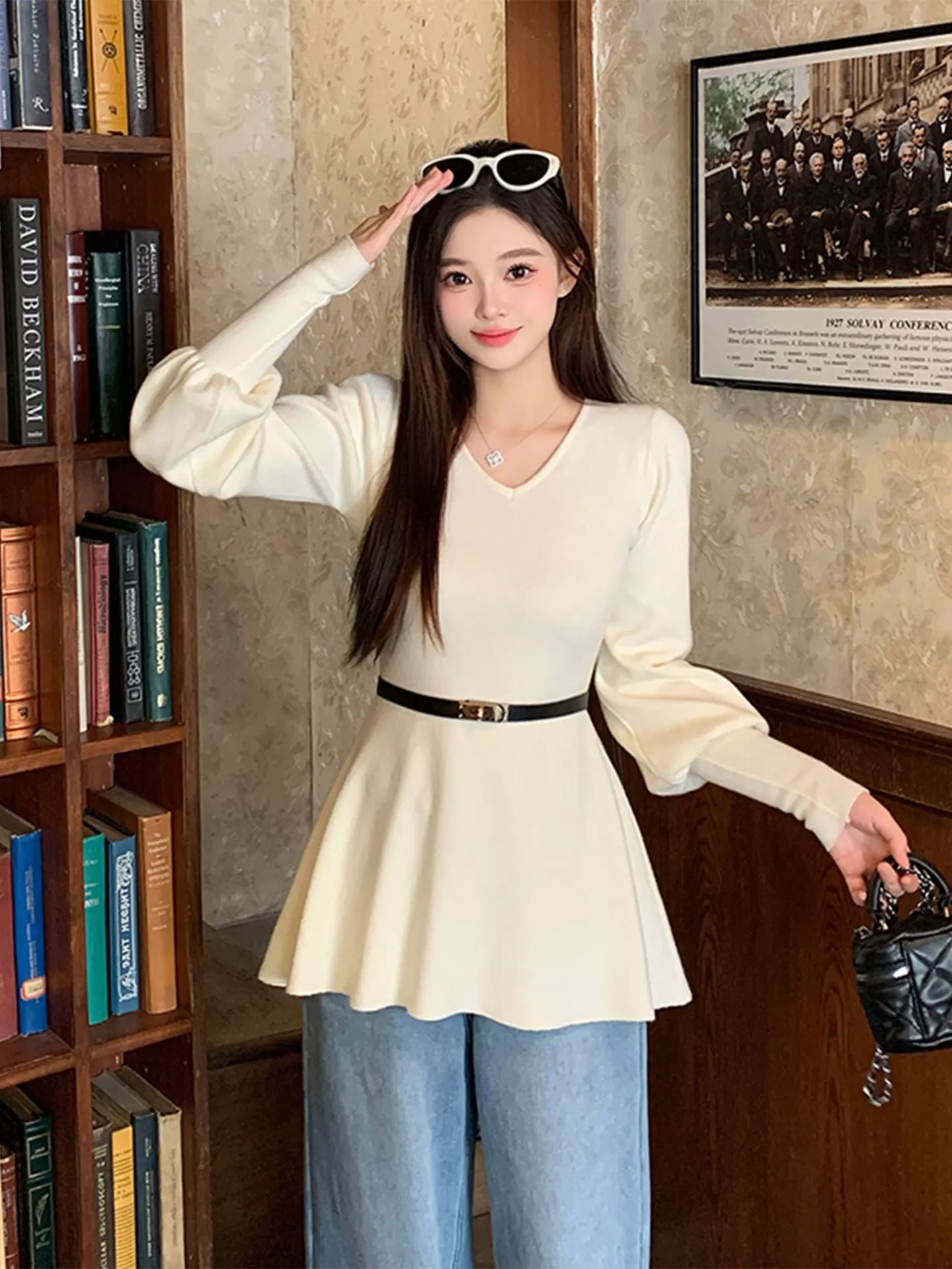 

Slim Fit V-Ne Long Sve Knitted Base irt Women's plus Size Spring 2026 Casual Sle Belted Waist Cinching Belly Coverin...