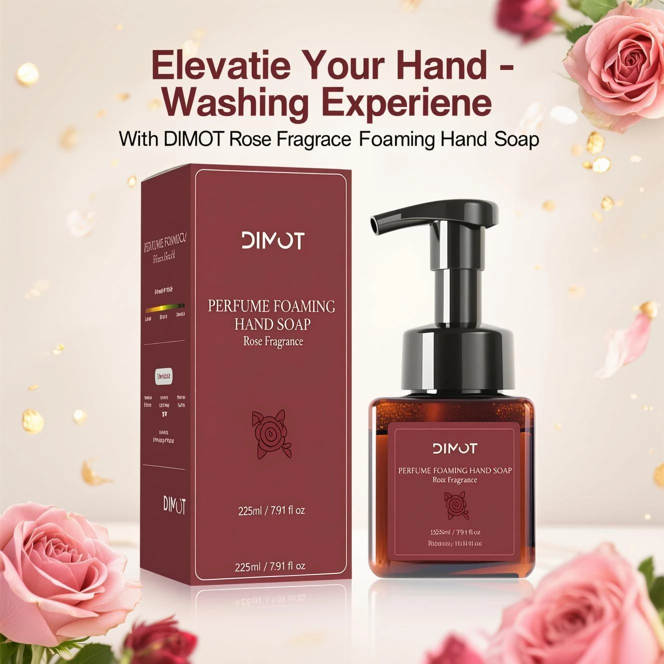 

DIMOT Rose Mousse Moisturizing Mousse Hand Soap Portable Hand Sanitizer Hydrating Hand Sanitizer Spray Travel Cosmetics 225ml