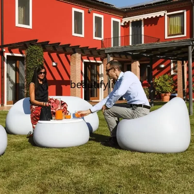 

FG10Outdoor FRP Combination Sofa Public Area Villa Leisure Chair Coffee Table Hotel Pebble Stool