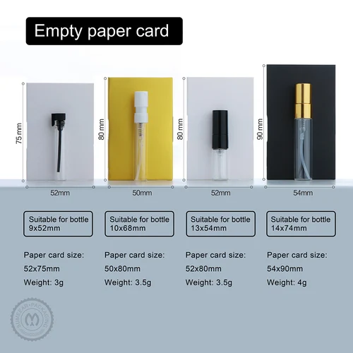 Imagen 2 del producto 100/200 unids/lote embalaje de tarjetas de papel Simple de botella de Perfume caja de paquete de oro blanco y negro vacío solo tarjetas de papel sin botellas
