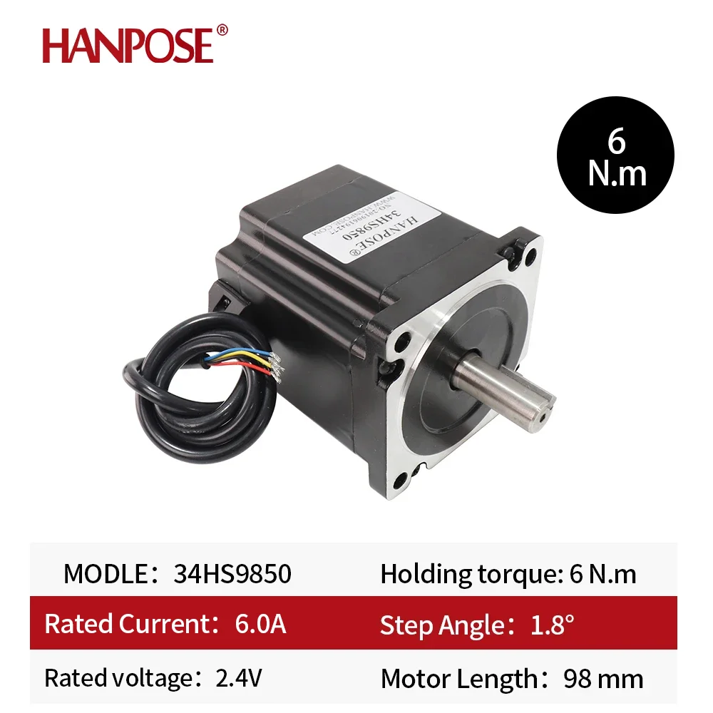 NEMA 34 stepper motor 5.0A 6 N.m 86X98mm D14mm 34HS9850 +DM860H drive  stepping motor for CNC engraving machine high torque