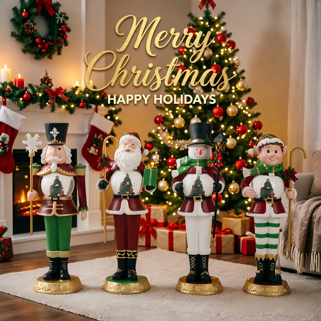 Creative New Christmas Festival Gift Santa Claus Snowman ELF Balloon Soldier Guard Sculpture Statue Decoration Desktop Ornaments