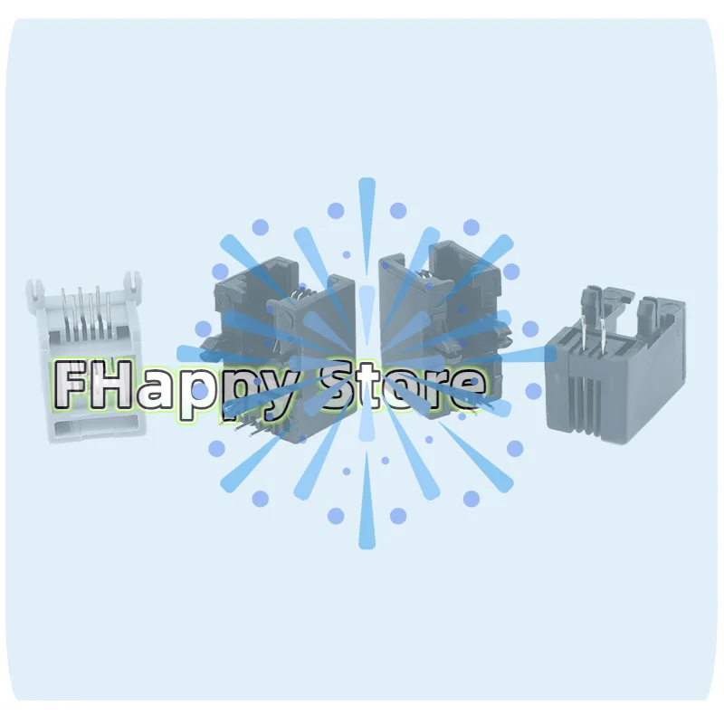 10PCS 95001 4P4C 6P6C 6P4C Female Jack Pcb Connector RJ11 Telephone Socket Curved Pin Telephone Socket