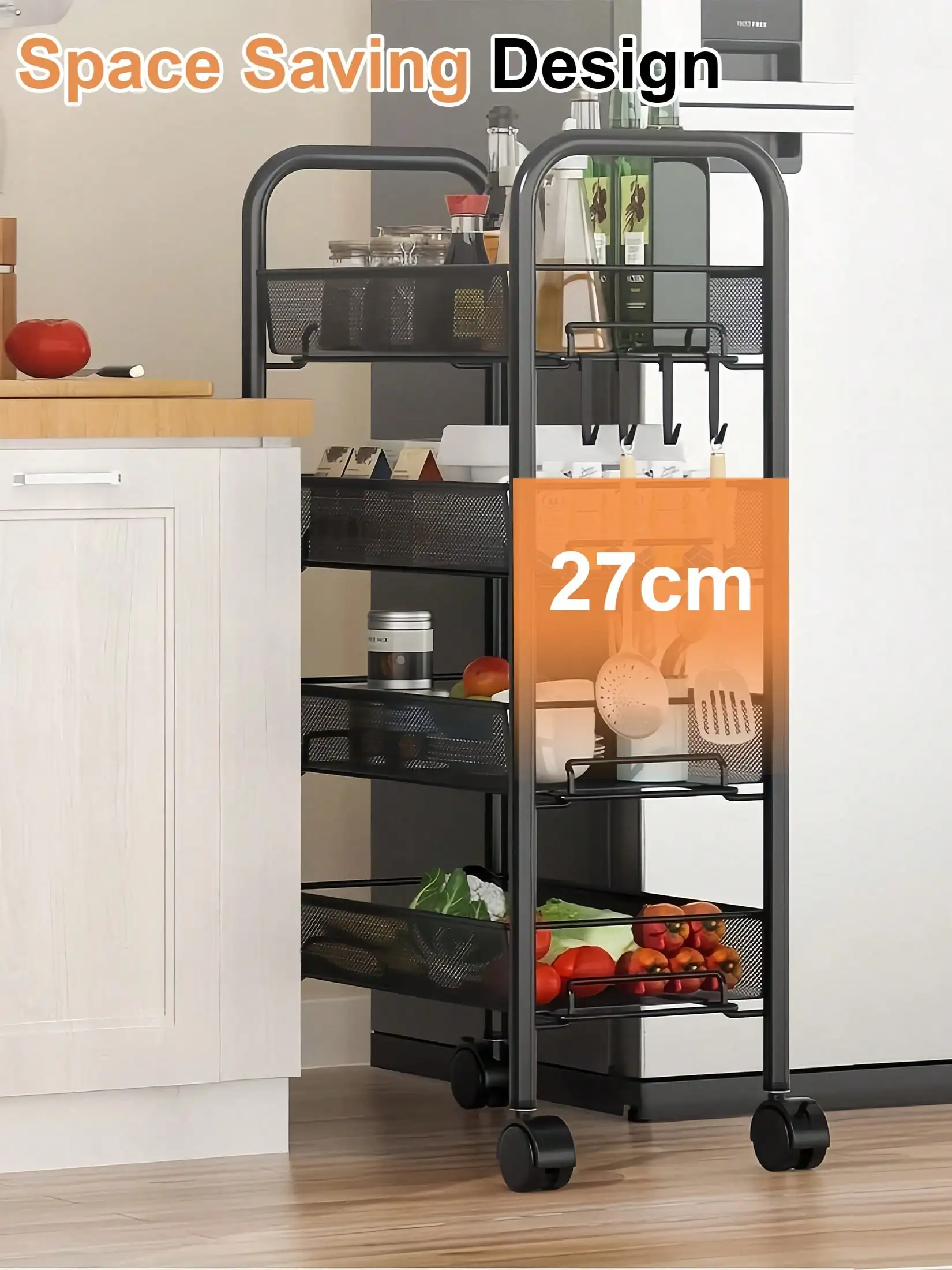 Five-Tier Rolling Storage Cart — product detail 3