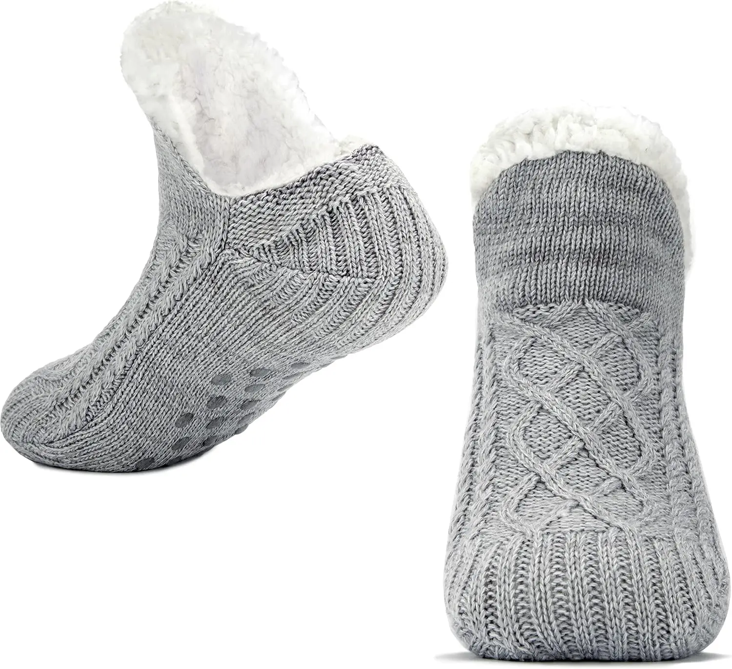 Slipper Socks for Women Men Non Slip Knitted Thick Sherpa Fleece Lined 24cm(35-39) 26cm(39-42) 28cm(43-45) 30cm(46-48) 1