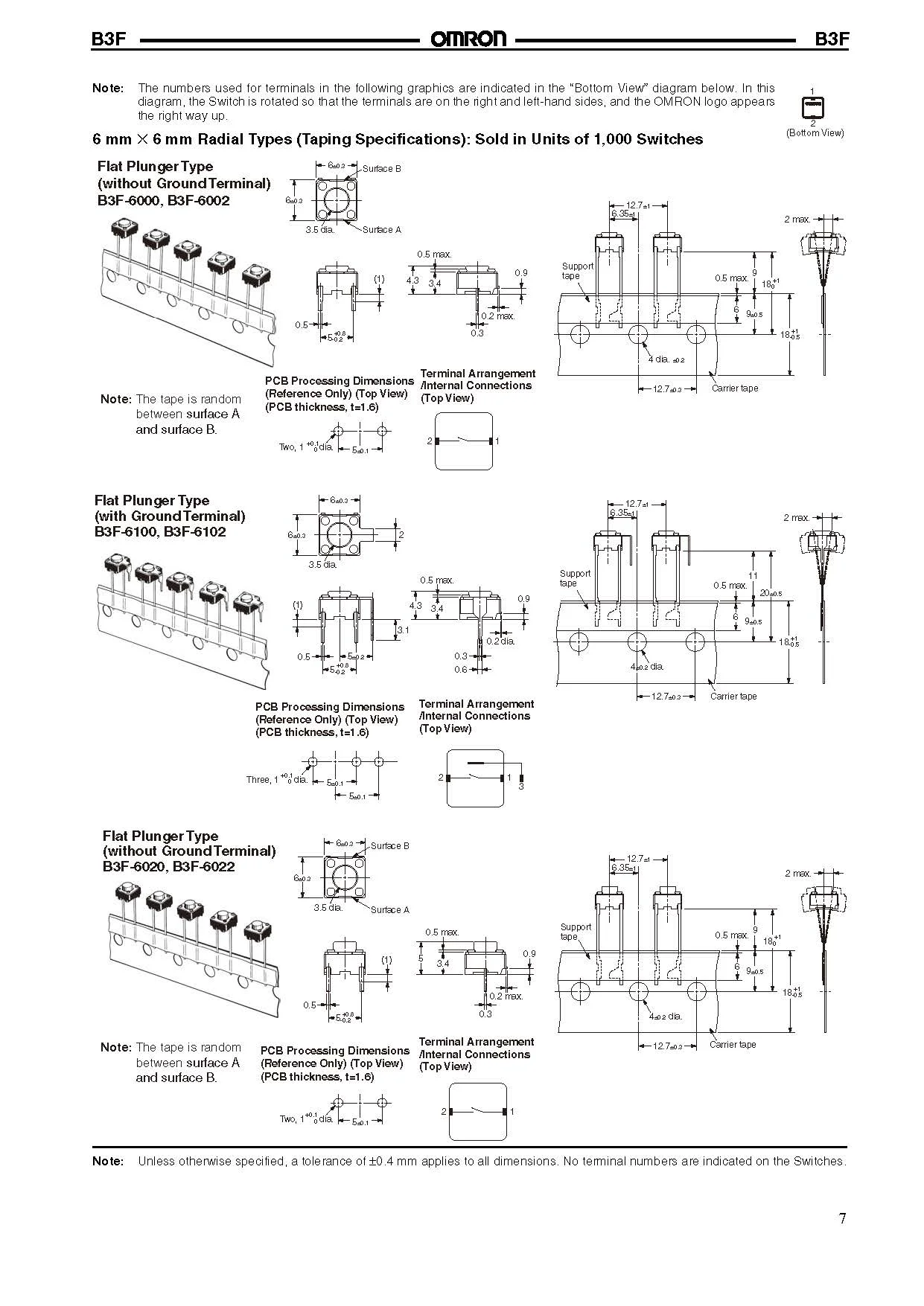 OMRON B3F Serie Taktiler Schalter Original Japan Neu B3F-3100 3102 3120 3122 3125 3150 3152 3155 4000 4005 4050 4055 5000 5050 – Detail 7