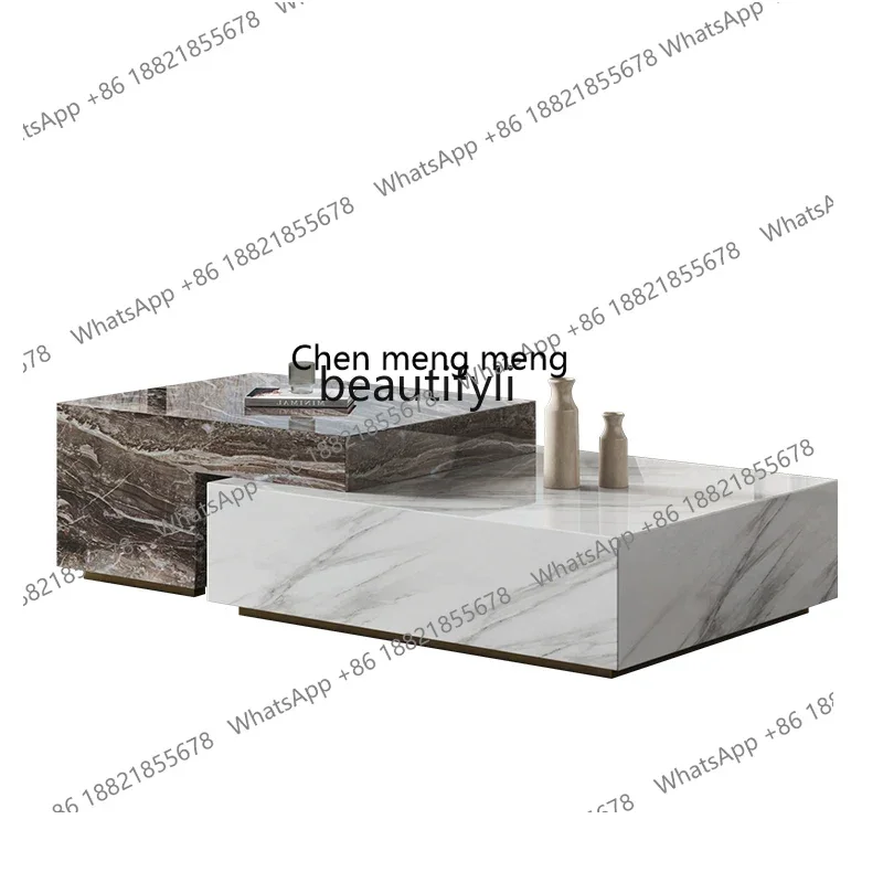 

X Marble coffee table, living room, household modern simple Italian minimalist square, high-end luxury stone wabi-sabi styleAA