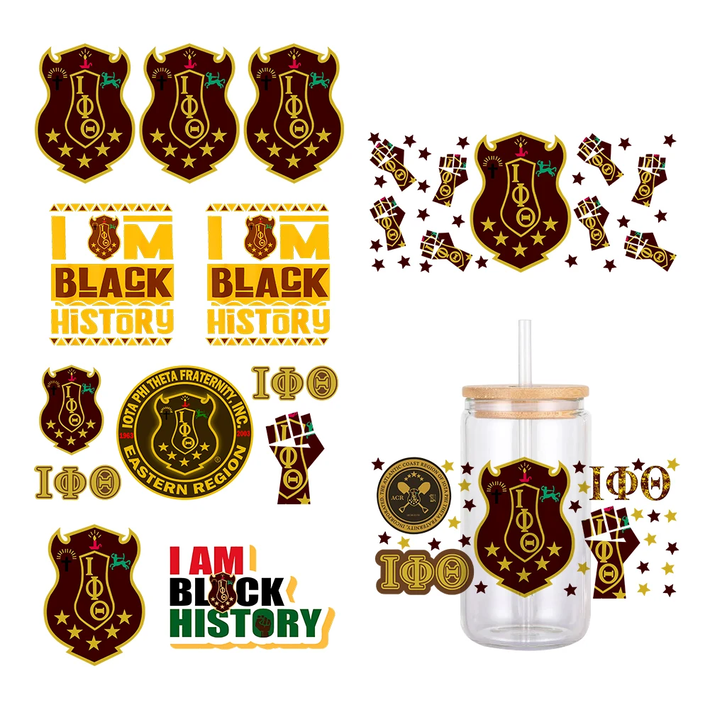 Iota Phi Theta Fraternity UV DTF Transfer Sticker Waterproof Transfers Decals For 16oz Glass Cup Wrap Stickers