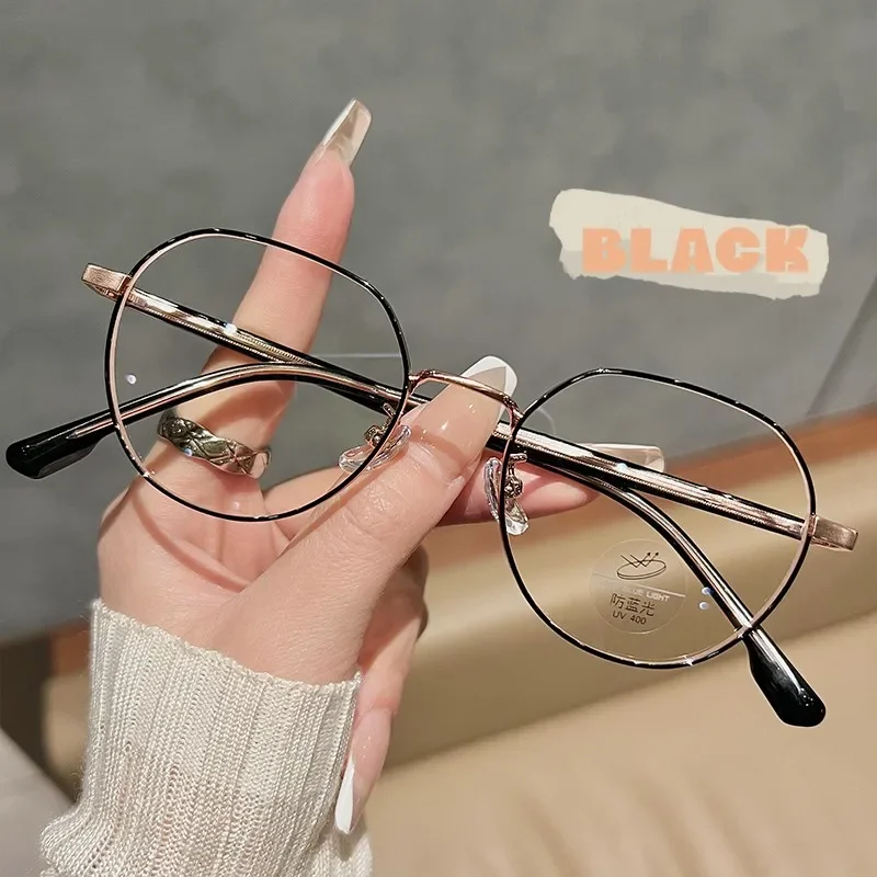 Luxus-Myopie-Brille, klassische Vintage-Anti-Blaulicht-Brille, Damen und Herren, Minus-Dioptrien-Brille, verschreibungspflichtig, mit 0–0,5 bis–6,0