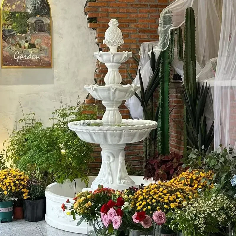 European multi-layer pineapple head fountain circulating water villa hotel garden wedding props