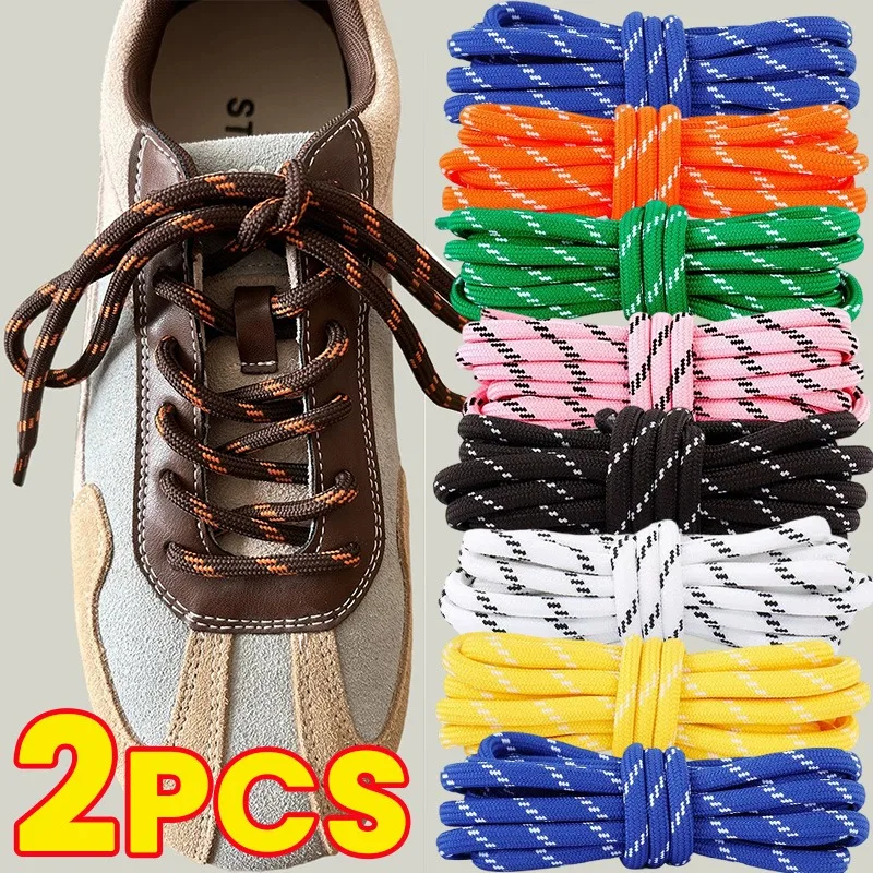 Fashion Colorful Diagonal Dots Round Rope Shoelaces Coarse Weave Polyester Shoes Laces for Women Men Sports Casual Sneaker Shoes