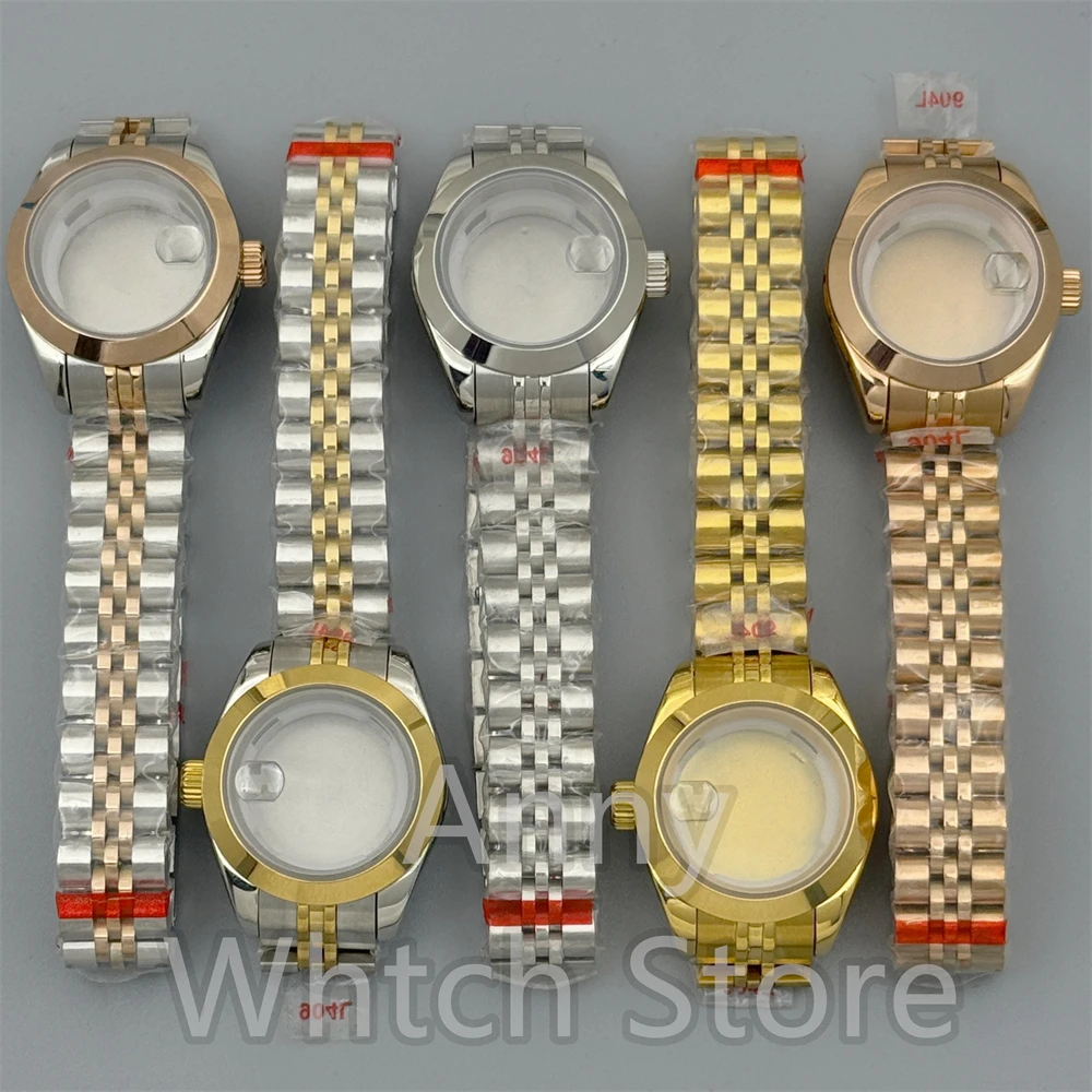 NH05 Watch Part Lady's 28mm Stainless Steel Silver Gold Rose Watch Case With 20.5mm Dial Hand Set Fit NH05 NH06 Movement