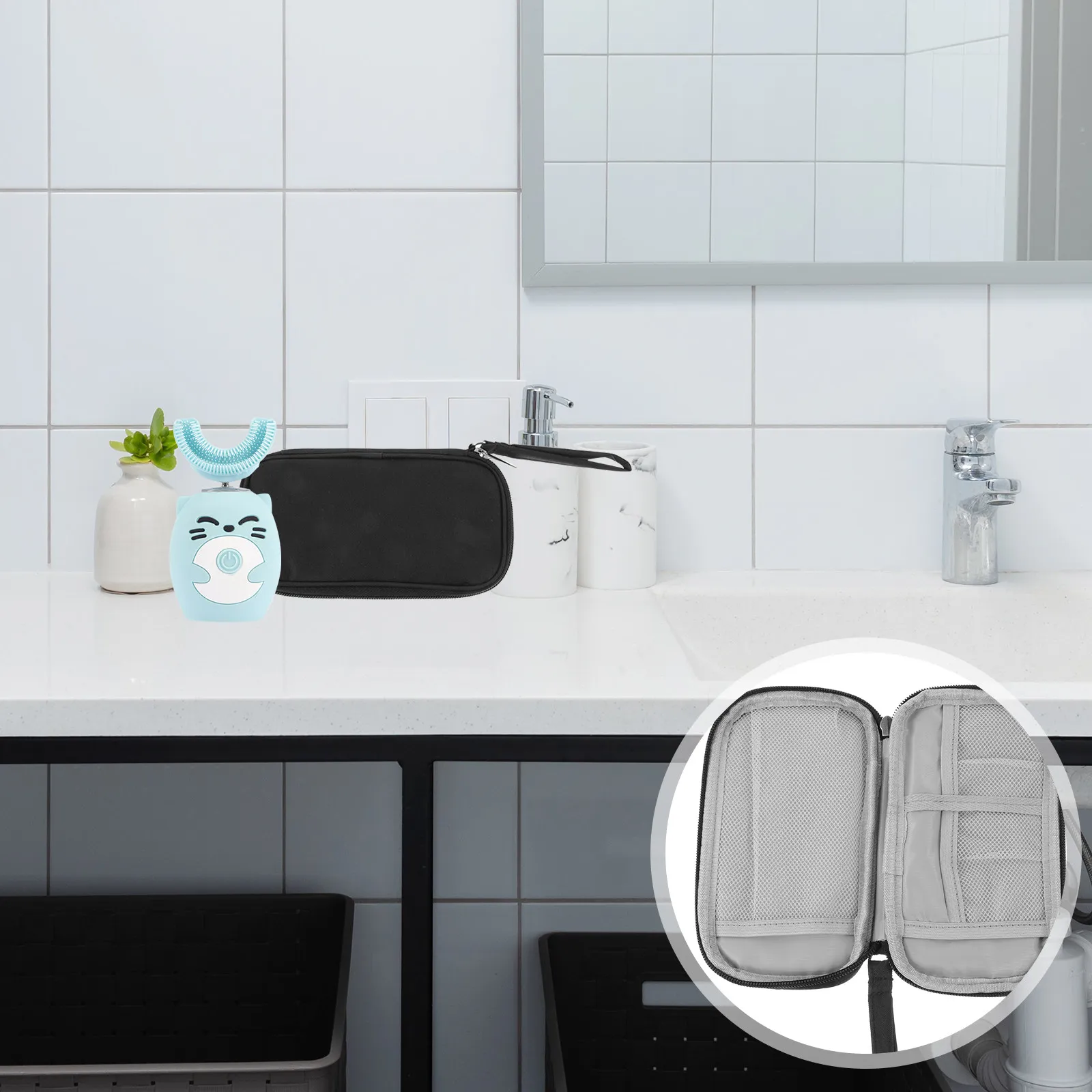 1Pcs U Shaped Toothbrush Case Travel Storage Bag Nylon Carry Pouch Compatible Electric Toothbrush Charger Accessories