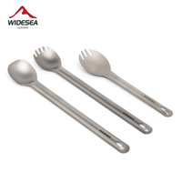 Widesea Camping Titanium Spork  Spoon Outdoor Lightweight Fork Tableware Portable Picnic Hiking Travelling Ultralight Dinnerware