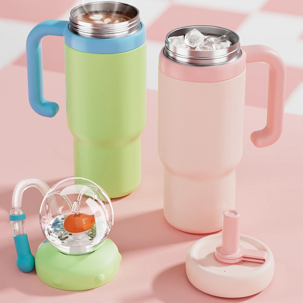 Stainless Steel Whale Fountain Tumbler 24oz Drinking Cup 710ml Insulated Tumbler Leak Proof Whale Squirt Water Cup with Straw view 3