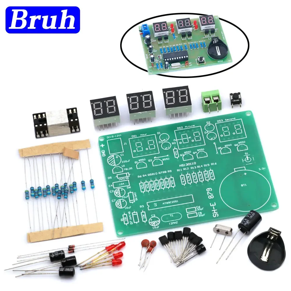 DIY Kits AT89C2051 Electronic Clock Digital Tube LED Display Suite Electronic Module Parts and Components DC 9V - 12V