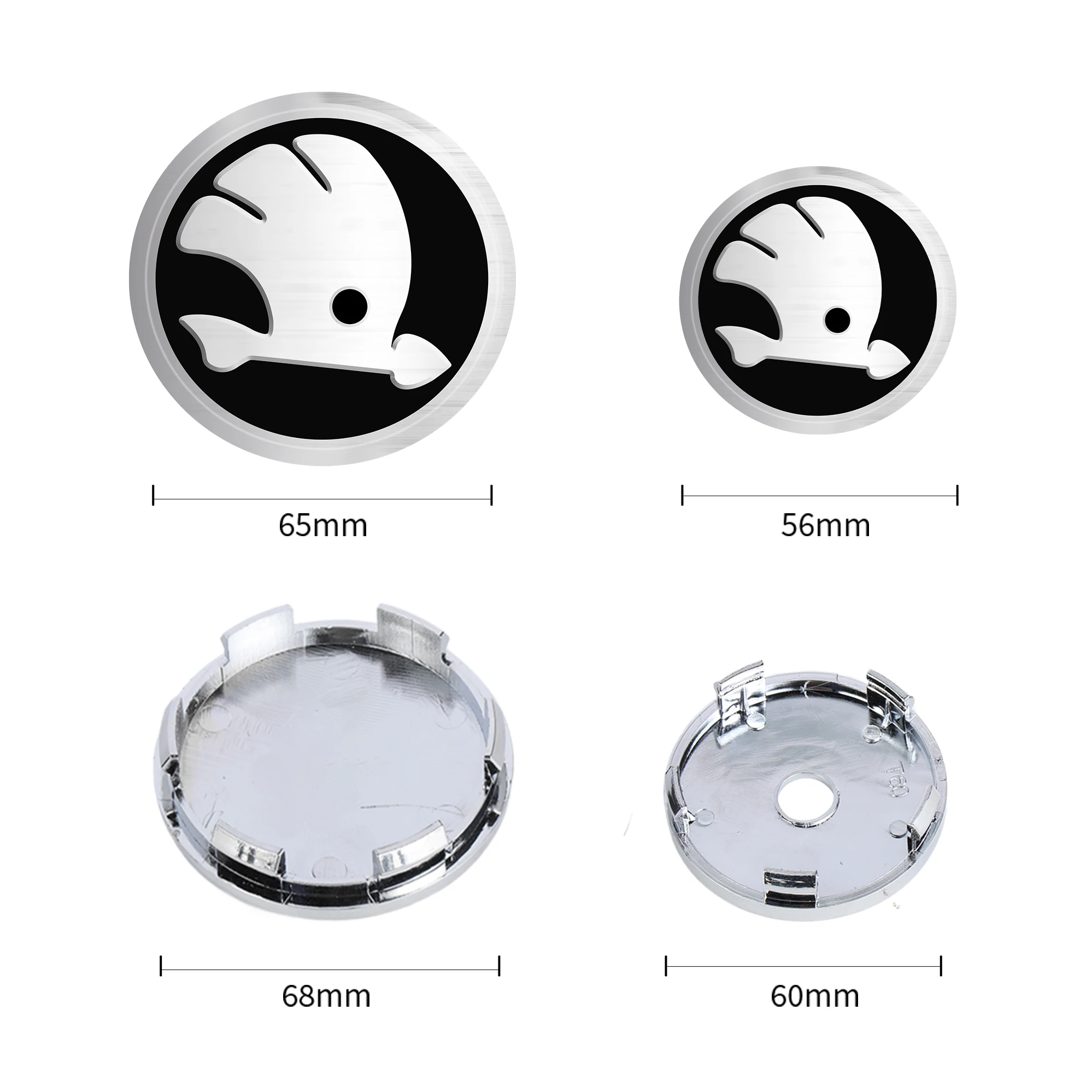 4pcs 56/60/65/68mm Car Wheel Center Hub Caps Stickers Cover Accessories For Skoda Rapid Scala Kodiaq Fabia Kamiq Karoq Octavia 3