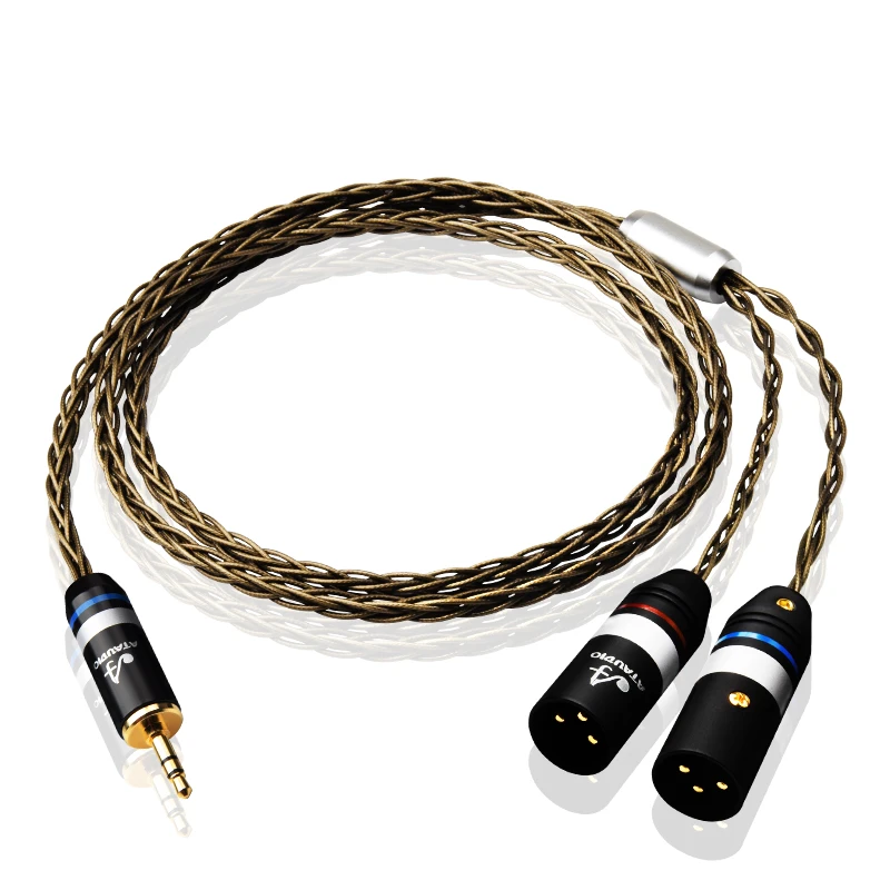 ATAUDIO 3.5 to dual Canon audio cable, single crystal copper silver plated 3.5mm one minute two to xlr adapter cable