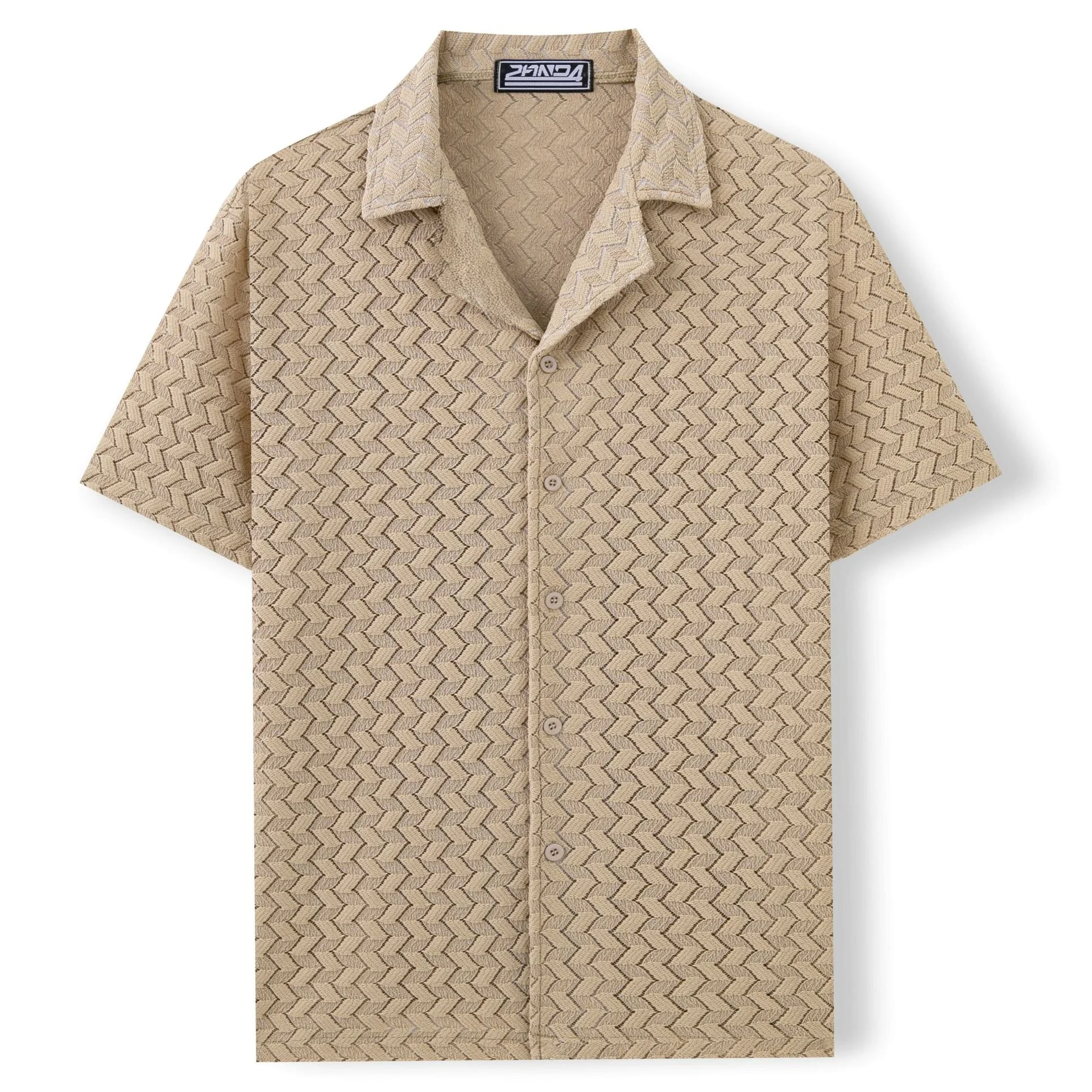 

Men's Casual Shirt Short Sleeve Button up Collar Versatile Top Polyester Material Slim Fit Summer Fashion Chinese Production