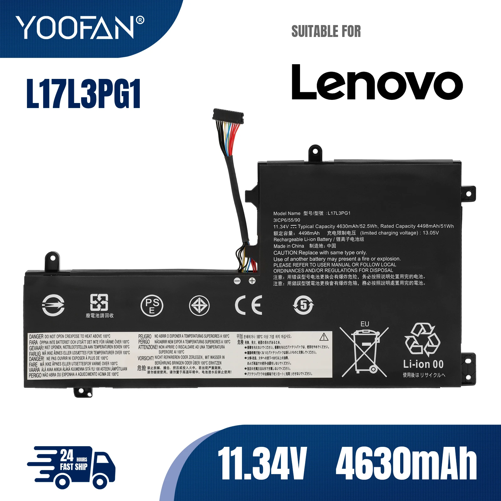 

YOOFAN0 Original for Lenovo Legion Y530 Y530-15ICH Y7000 Y7000P 2018/2019 L17C3PG2 L17L3PG1 L17M3PG1 L17M3PG3 Laptop Battery